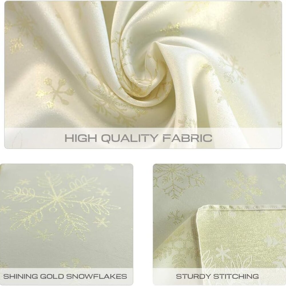 EUC LAVIN Gold Shimmer Snowflake Christmas Winter Tablecloth 104x60 - Picture 7 of 16